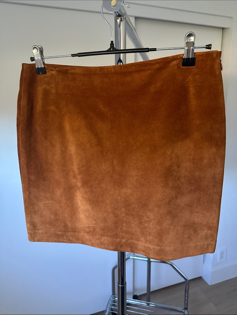 DKNY Suede Mini Skirt in Rust